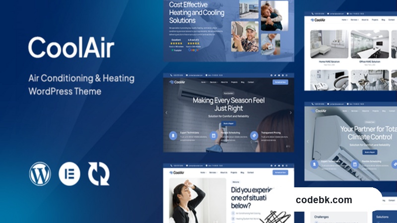 Coolair v1.3.1 – Air Conditioning & Heating HVAC WordPress Theme (Elementor-Powered, WooCommerce Ready)