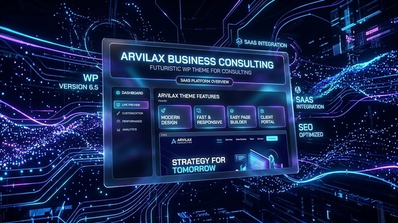 Arvilax v1.1.3 – Business Consulting WordPress Theme (Elementor-Powered Dark Corporate Design)