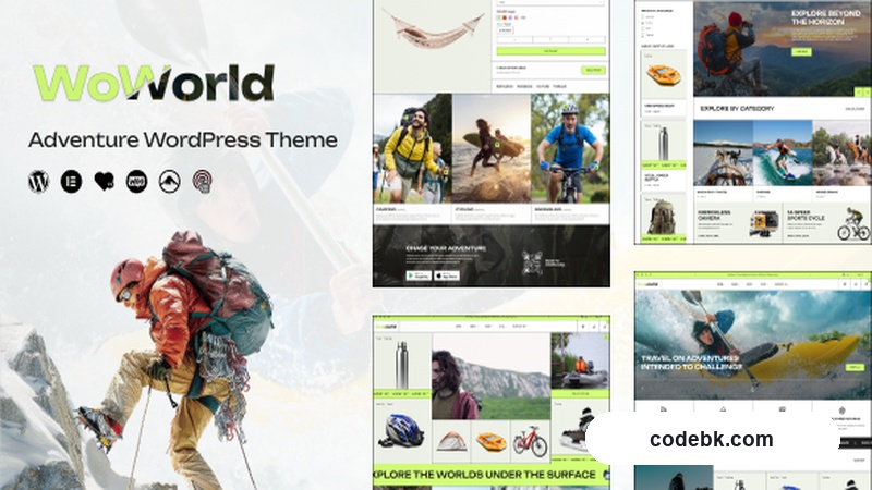 Woworld v1.0.4 – Hiking & Adventure WordPress Theme (Elementor-Powered Outdoor & eCommerce Template)