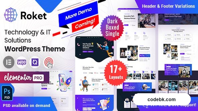 Roket v7.0 – IT Technology WordPress Theme for Tech & Digital Agencies (Elementor-Powered, Modern Design)