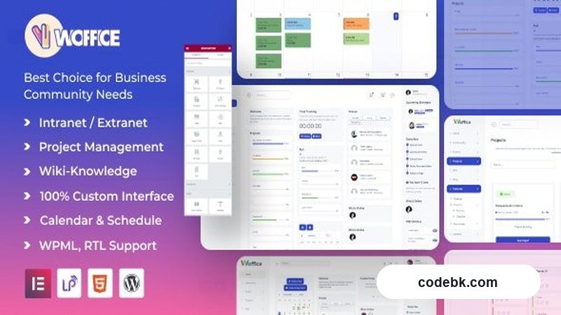 Woffice v5.4.40 – Intranet/Extranet WordPress Theme for Modern Teams (Material Design & Elementor)