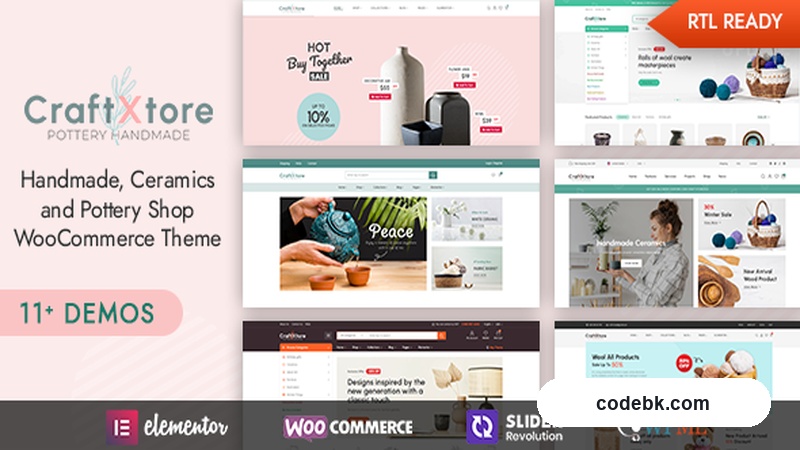 CraftXtore v1.9.4 – Handmade Ceramics & Pottery Shop WooCommerce Theme (Elementor)