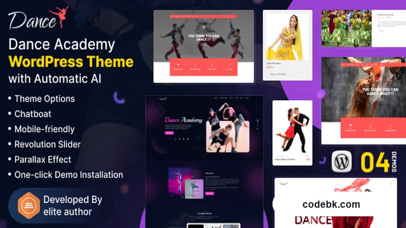 Dance Studio WordPress Theme by Themelock – Dance School & Fitness Website Theme (Elementor Builder)