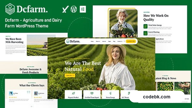 Dcfarm – Agriculture and Dairy Farm WordPress Theme v1.0 – Modern Farming & Organic Business Website Template (Elementor-Powered / Responsive Design)