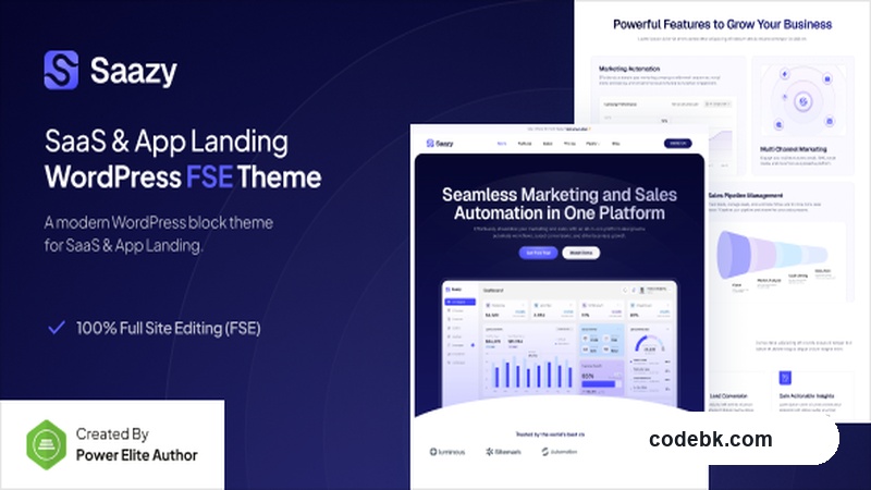 Saazy v1.0.2 – SaaS & App Landing Page FSE WordPress Theme (Full Site Editing, Block Editor)