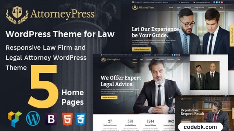 Attorney Press v2.2.2 – Professional Law Firm WordPress Theme (Elementor-Powered, Fully Responsive)