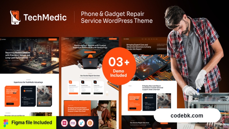 Techmedic v1.0.0 – Phone & Gadget Repair WordPress Theme (Elementor-Powered, 8+ Demos, WooCommerce Ready)