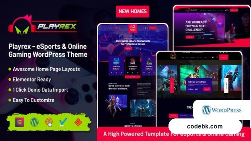 Playrex v1.4.7 – eSports & Gaming Clan News WordPress Theme (Elementor-Powered, Demo Templates)