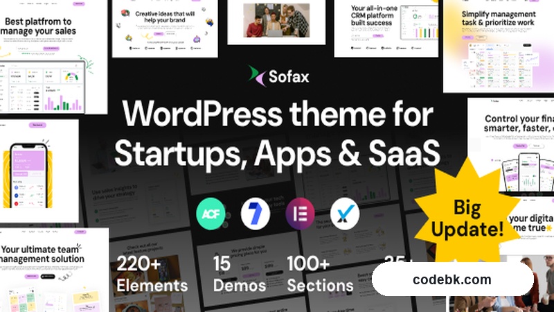 Sofax v1.0.5 – Software & Startup WordPress Theme (Elementor-Powered SaaS, App & Digital Agency Solution)