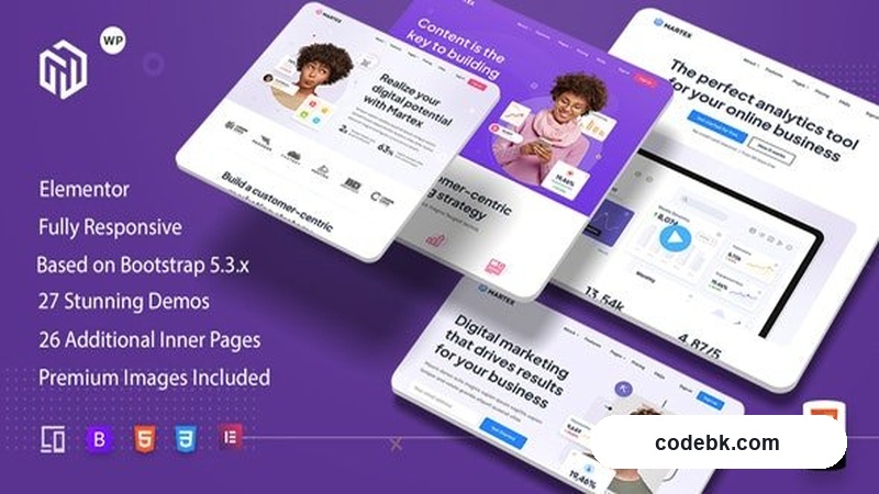 Martex v1.3.2 – Software, SaaS & Startup Landing Page WordPress Theme (Elementor Built, Dark Modern Design)