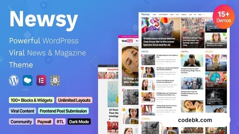 Newsy v2.9.3 – Viral News & Magazine WordPress Theme (Elementor-Powered, 15+ Demos, Mobile-Optimized)