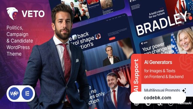 Veto v1.14.0 – Politics, Campaign & Candidate WordPress Theme (Elementor-Powered, Multi-Page)
