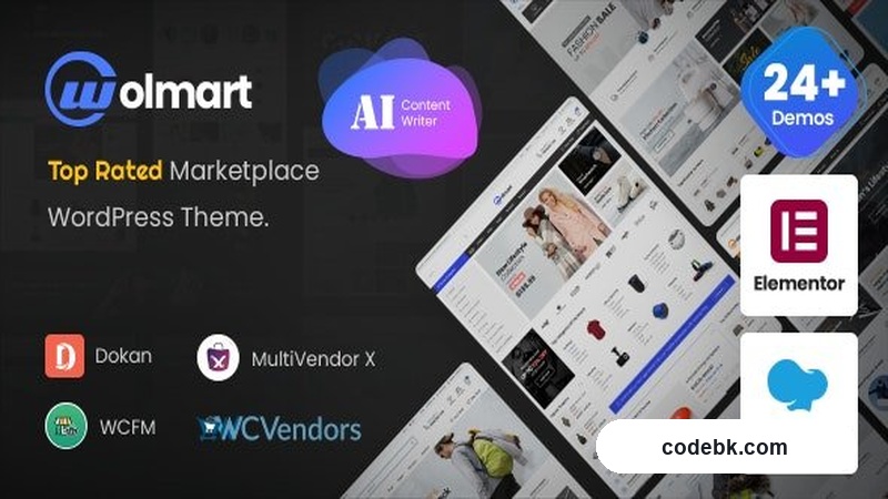Wolmart v1.10.2 – Multi-Vendor Marketplace WooCommerce Theme (Elementor-Powered, Amazon/Ebay-Style Demo Layouts)