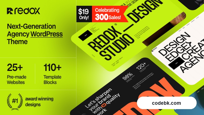 Redox v1.0.6 – Creative Agency Portfolio WordPress Theme (Elementor-Powered, Pre-Built Demos)