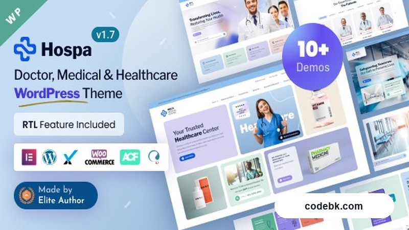 Hospa v2.2 - Doctors, Medical Clinic & Hospital WordPress Theme – Modern Healthcare WordPress Theme with Elementor Builder & Pre-built Demos