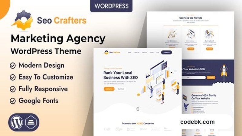 SEO Crafters v1.0 – Marketing Agency WordPress Theme (Bootstrap 4, Elementor & CPT Support)