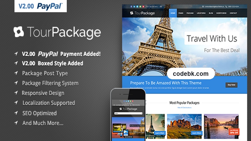 Tour Package v2.4.1 – WordPress Travel & Tour Theme (Package Booking System, CF7 Integration, Retina-Ready Design)