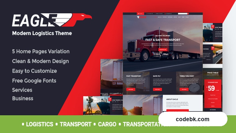 Eagle v2.0.0 – Logistics & Transportation WordPress Theme (Elementor-Powered, Multi-Page Demo Library)