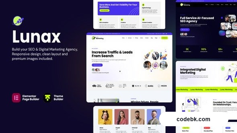 Lunax v7.0 – Digital Marketing Agency & SEO WordPress Theme (Elementor-Powered, No-Code Required)