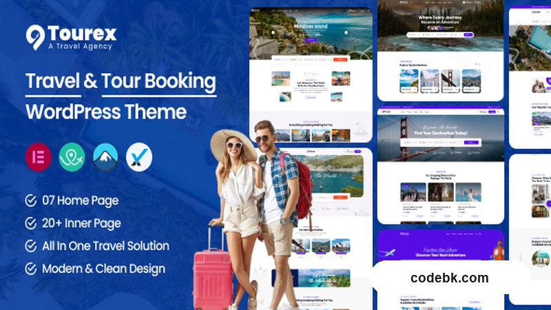 Tourex v1.0.2 – Tour & Travel Booking WordPress Theme (Elementor-Powered, Demo-Ready)