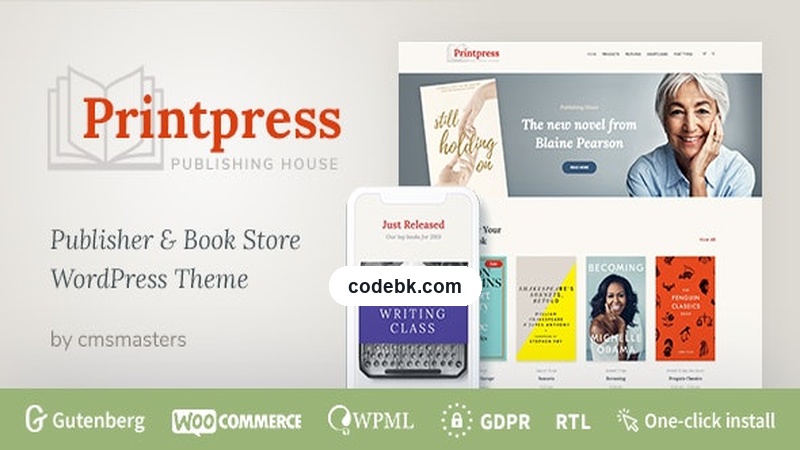 Printpress v1.2.8 – Book Publishing WordPress Theme for Authors, Publishers & Literary Brands (Elementor-Ready)