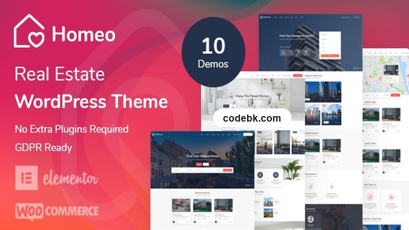 Homeo v1.2.62 – Real Estate WordPress Theme (User-Facing Listings & Monetization)