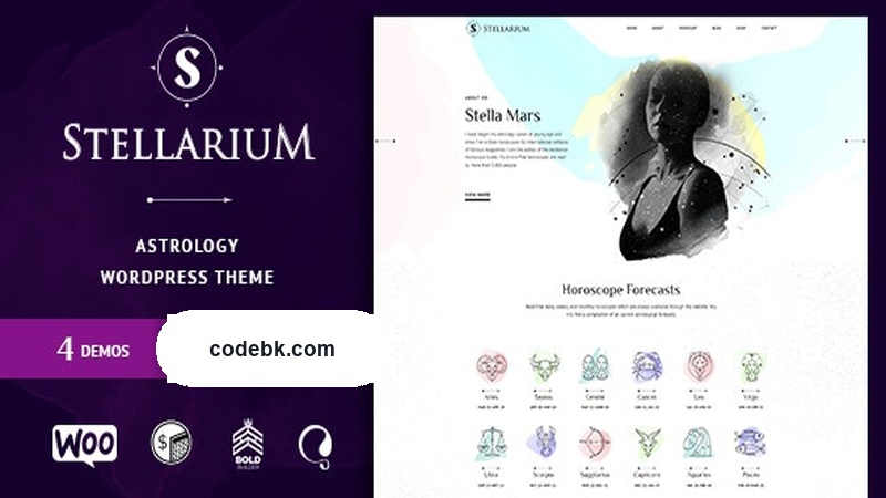 Stellarium v1.3.3 – Horoscope & Astrology WordPress Theme (Elementor-Powered, WooCommerce-Ready)
