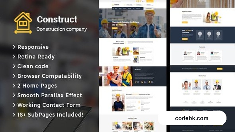 Construct – Construction & Building Company HTML Template (Bootstrap-Powered, 18+ Pages)