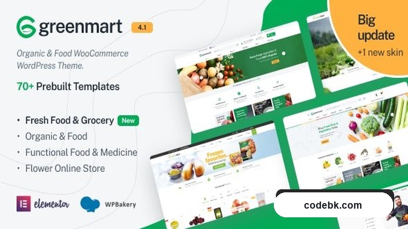 GreenMart v4.3.1 – Organic & Food WooCommerce WordPress Theme (Elementor-Powered, Food Store Builder)