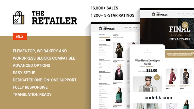 The Retailer v7.5 – Responsive WooCommerce WordPress Theme (Elementor-Powered, Multi-Store Ready)