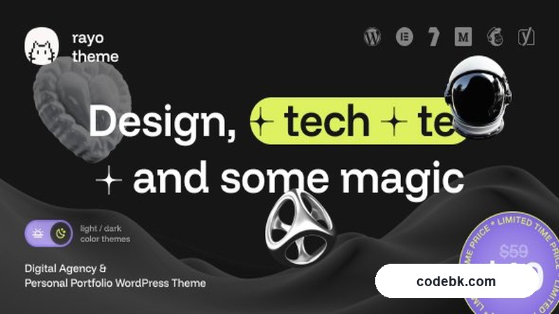 Rayo v1.0.2 – Digital Agency & Personal Portfolio WordPress Theme (Elementor-Powered, Dark Modern Design)