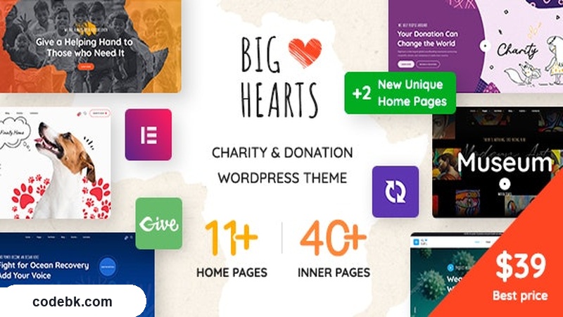 BigHearts v3.2.0 – Charity & Donation WordPress Theme with GiveWP Integration (Nonprofit Website Solution)
