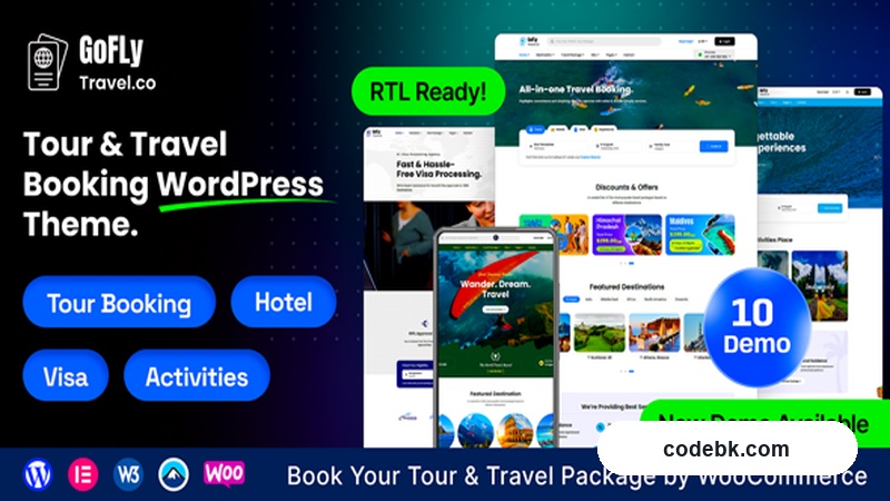 GoFly v1.4.0 - Tour Booking and Travel Agency WordPress Theme (Elementor-Powered, All-in-One Travel Solution)