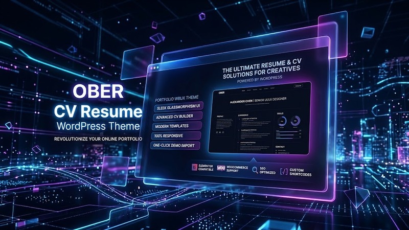 Ober v1.5.0 – CV Resume WordPress Theme for Creatives (Dark/Light Mode, Elementor Builder)